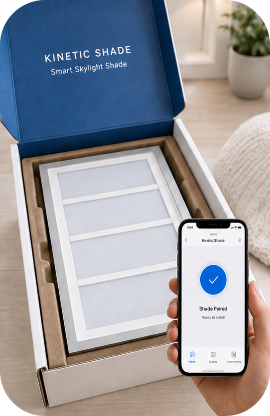 Opening the Kinetic Shade box and pairing with the phone app